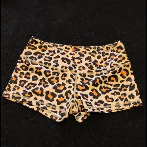 Leopard print athletic shorts